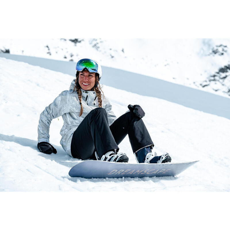 Veste de ski et snowboard longue et chaude femme, 500 graph blanc