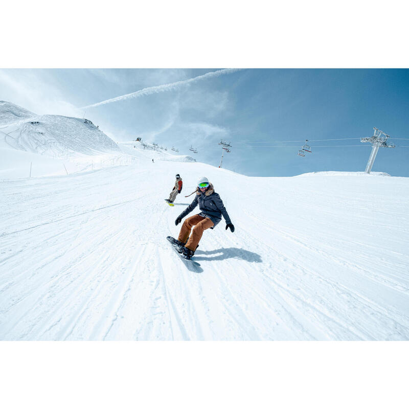 Botas de snowboard mulher aperto botão rotativo, flex médio - ALLROAD 500 preto