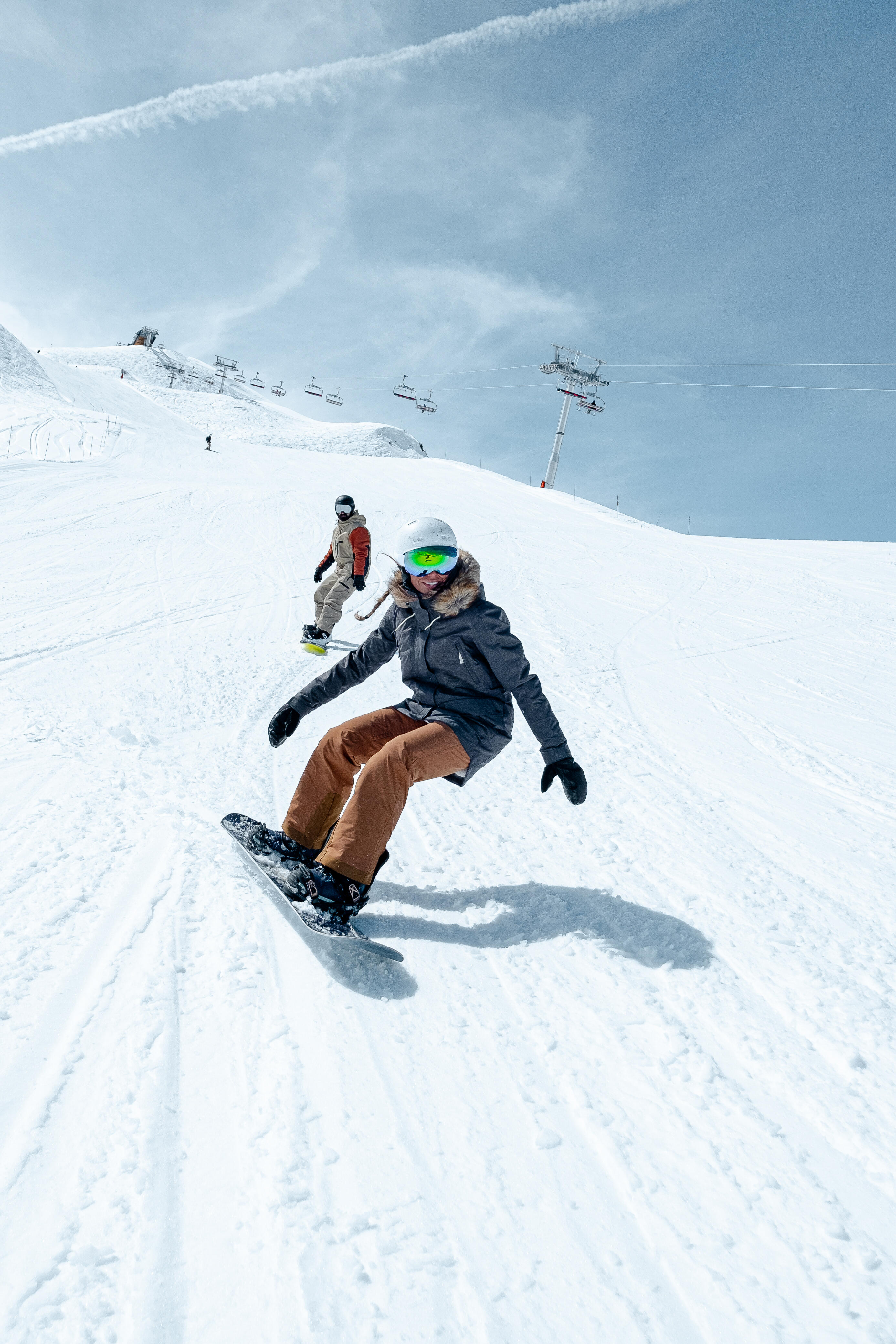 Women's Snowboard Jacket - SNB 500 Grey - Carbon grey - Dreamscape -  Decathlon