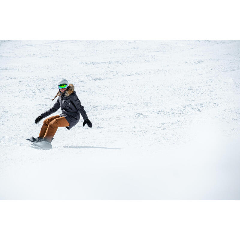 Veste de ski et snowboard chaude et résistante femme, SNB 500 gris foncé