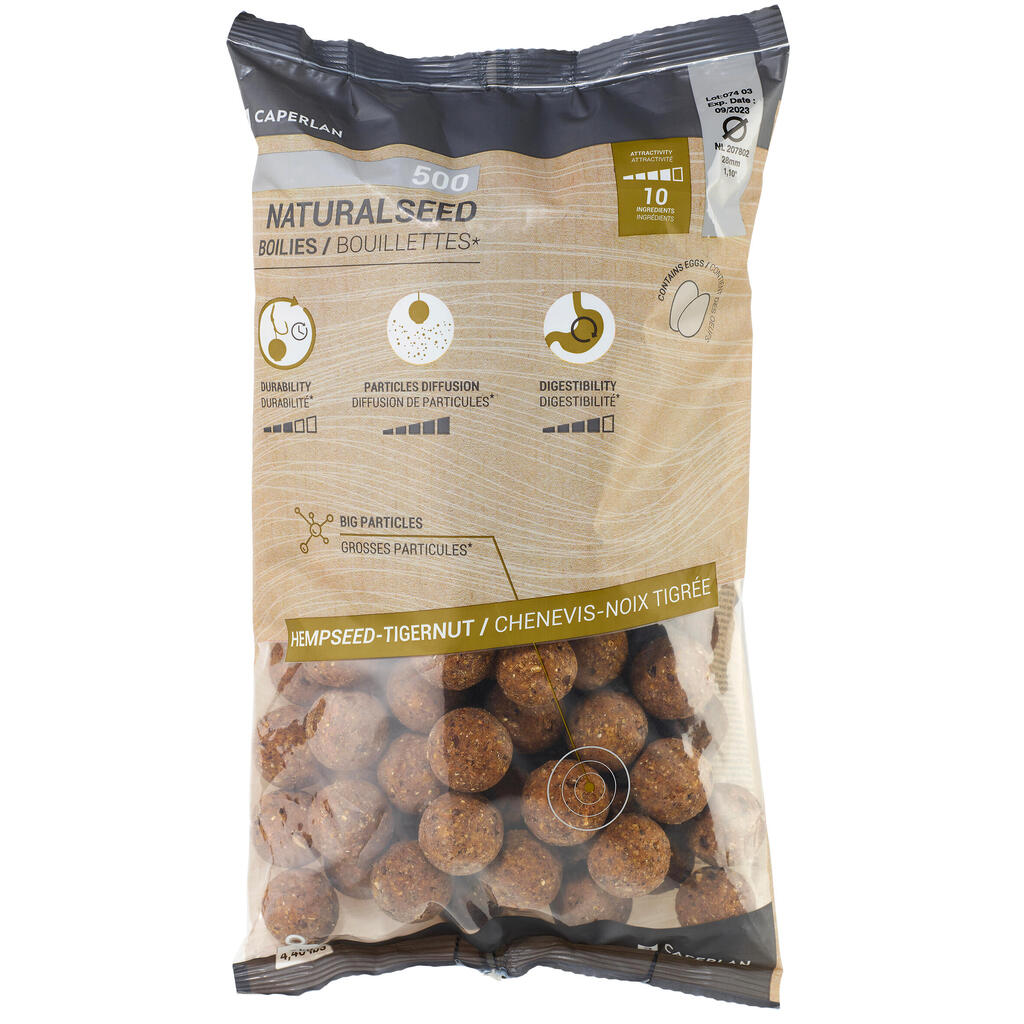 Boilies na lov kapra NaturalSeed 28 mm 2 kg Konopné semeno - Tigrí orech