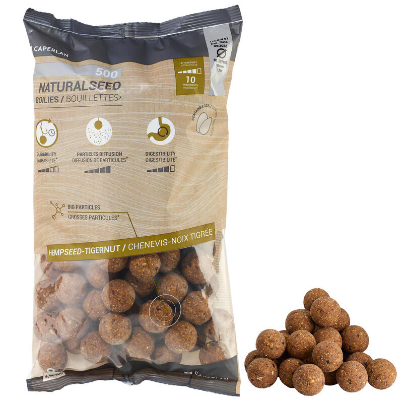 Boilies voor karper NaturalSeed 28 mm 2 kg hennepzaad tijgernoten