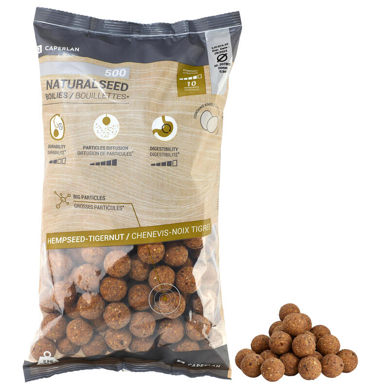 Boilies voor karpervissen Natural Seed 24 mm 2 kg Hennepzaad - Tijgernoten