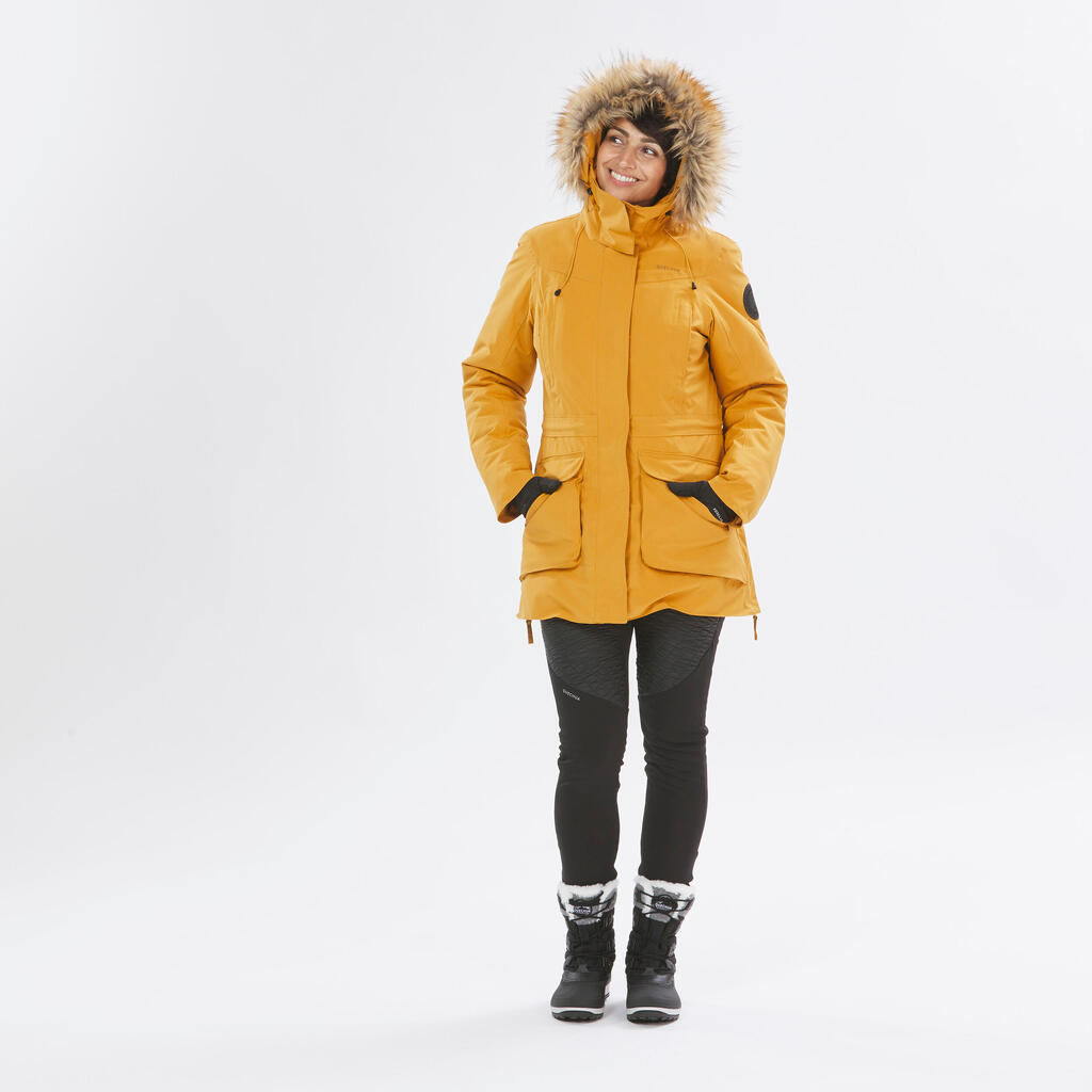 Winterjacke Parka Damen bis -20 °C wasserdicht Winterwandern - SH900 grün