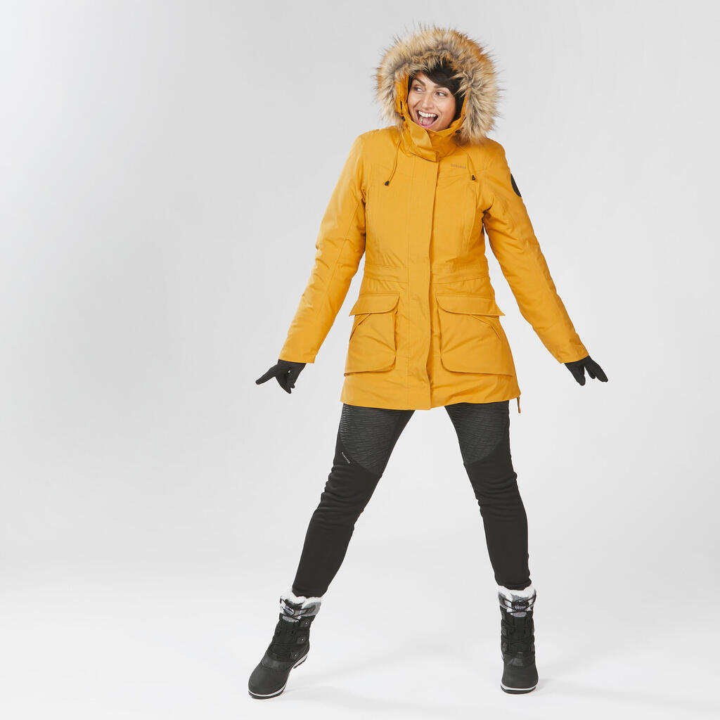 Winterjacke Parka Damen bis -20 °C wasserdicht Winterwandern - SH900 grün