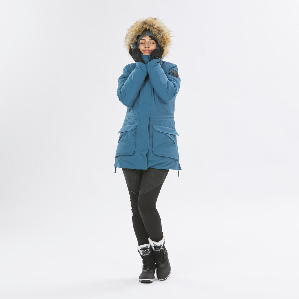 Winterjacke Parka Damen bis -20 °C wasserdicht Winterwandern - SH900 grün