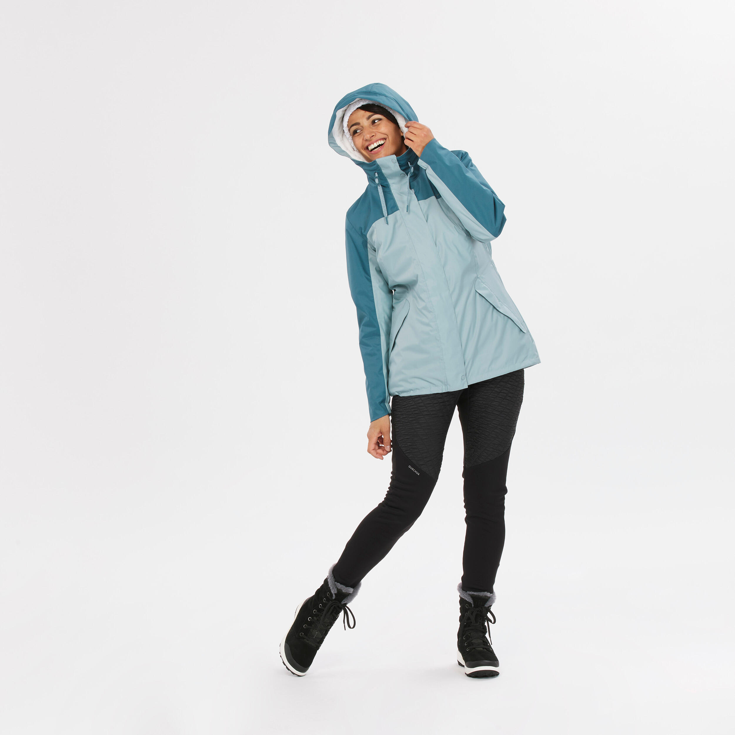 Women’s hiking waterproof winter jacket - SH500 -10°C 14/15