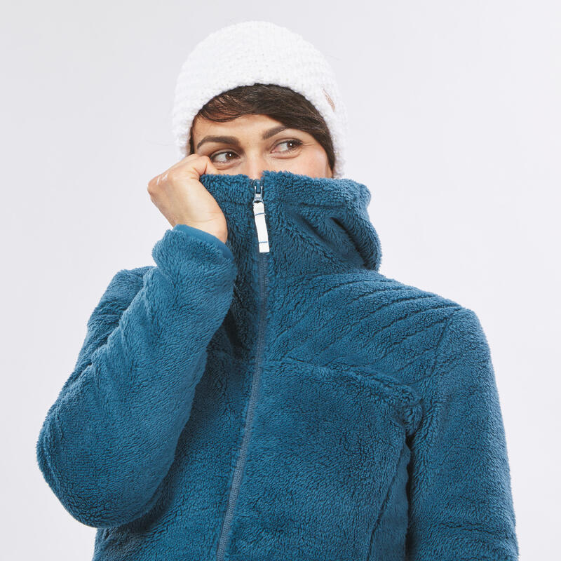 Fleecejacke Damen warm Winterwandern - SH500 blaugrün