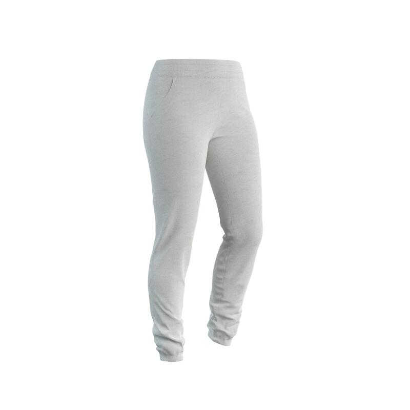 Calças Slim de Fitness Mulher 500 Cinzento Claro