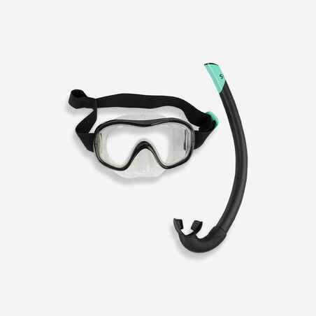 Careta y tubo de snorkel para adultos Subea SNK 500 negro