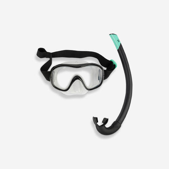 Schnorchel-Set Damen/Herren Maske und Schnorchel 100 schwarz