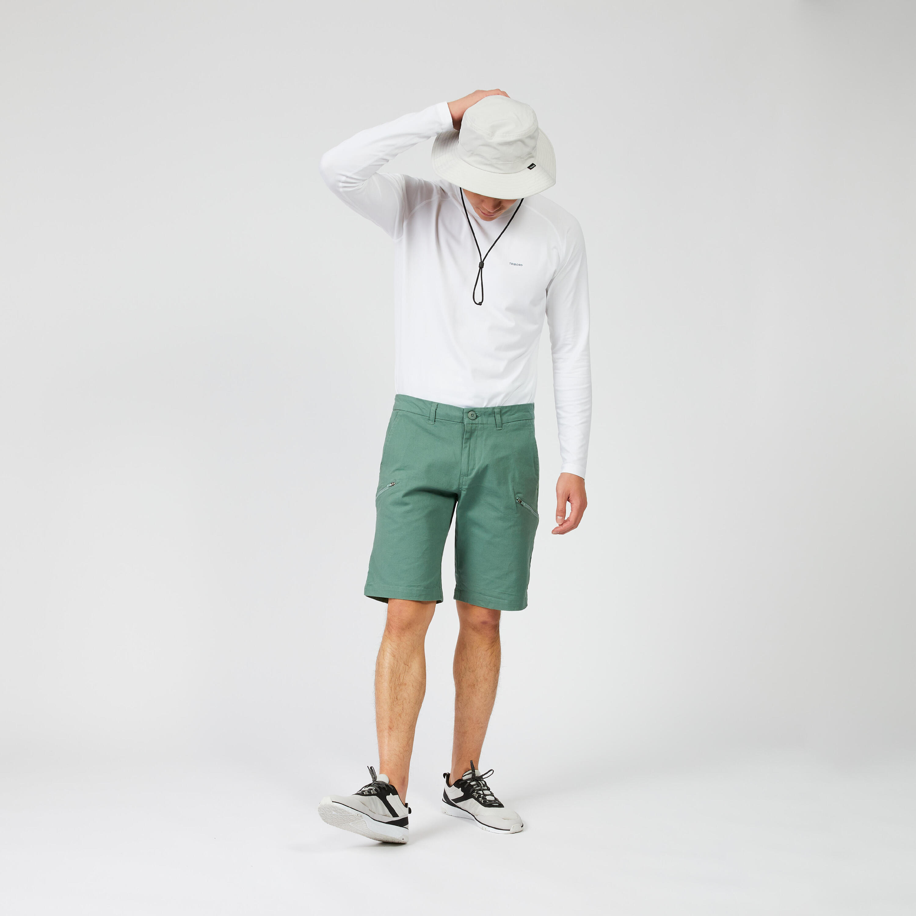 Bermuda Shorts Segeln Herren strapazierfähig 100 khaki 2/8