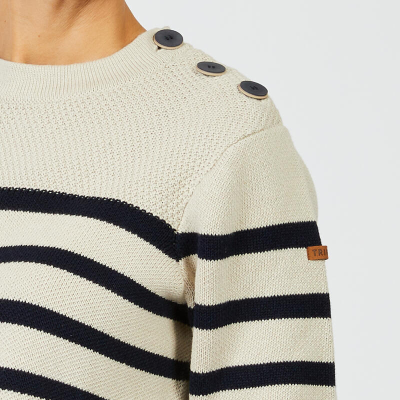 Pull marin Femme beige bleu