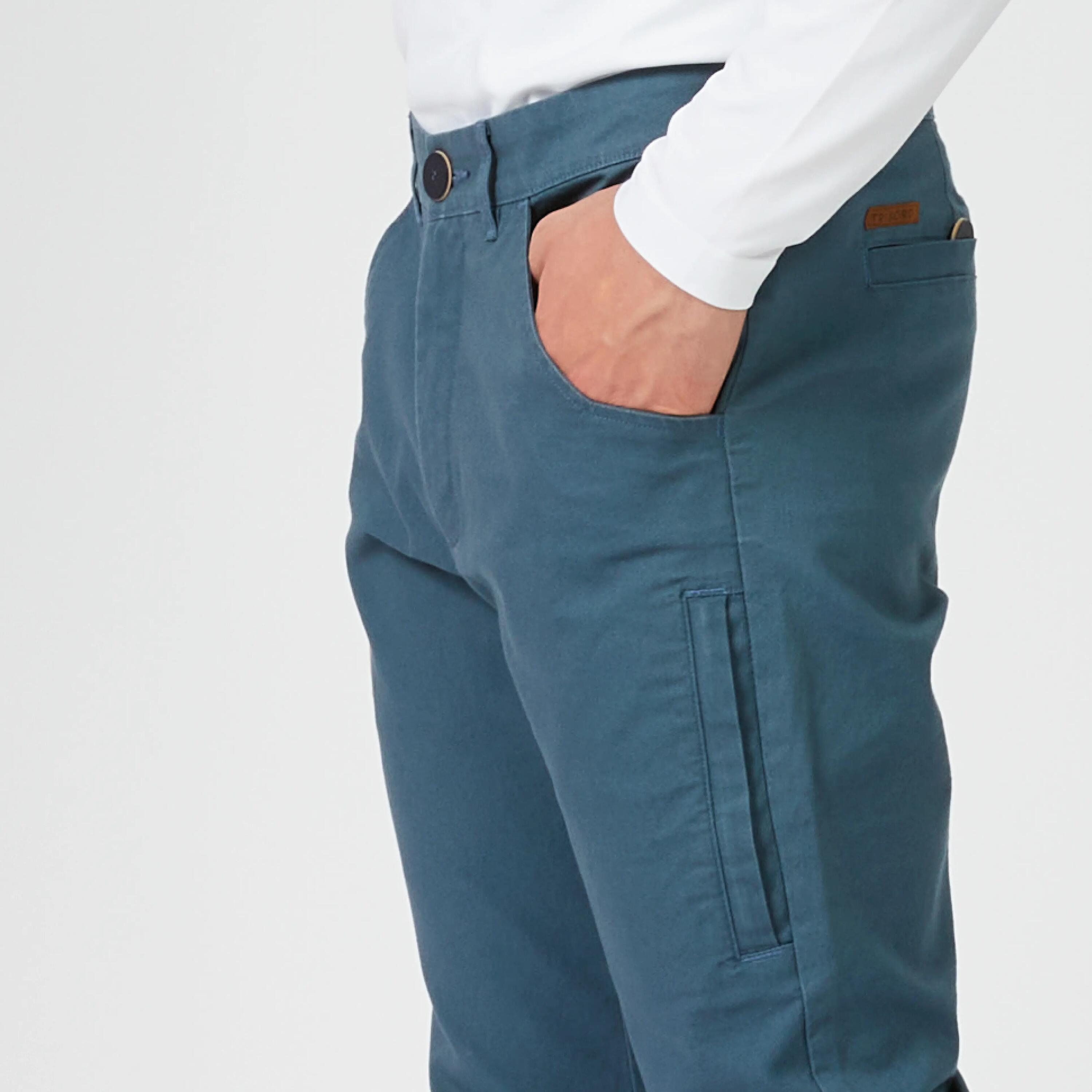 Men’s Cotton Sailing Trousers 100 Grey 7/8