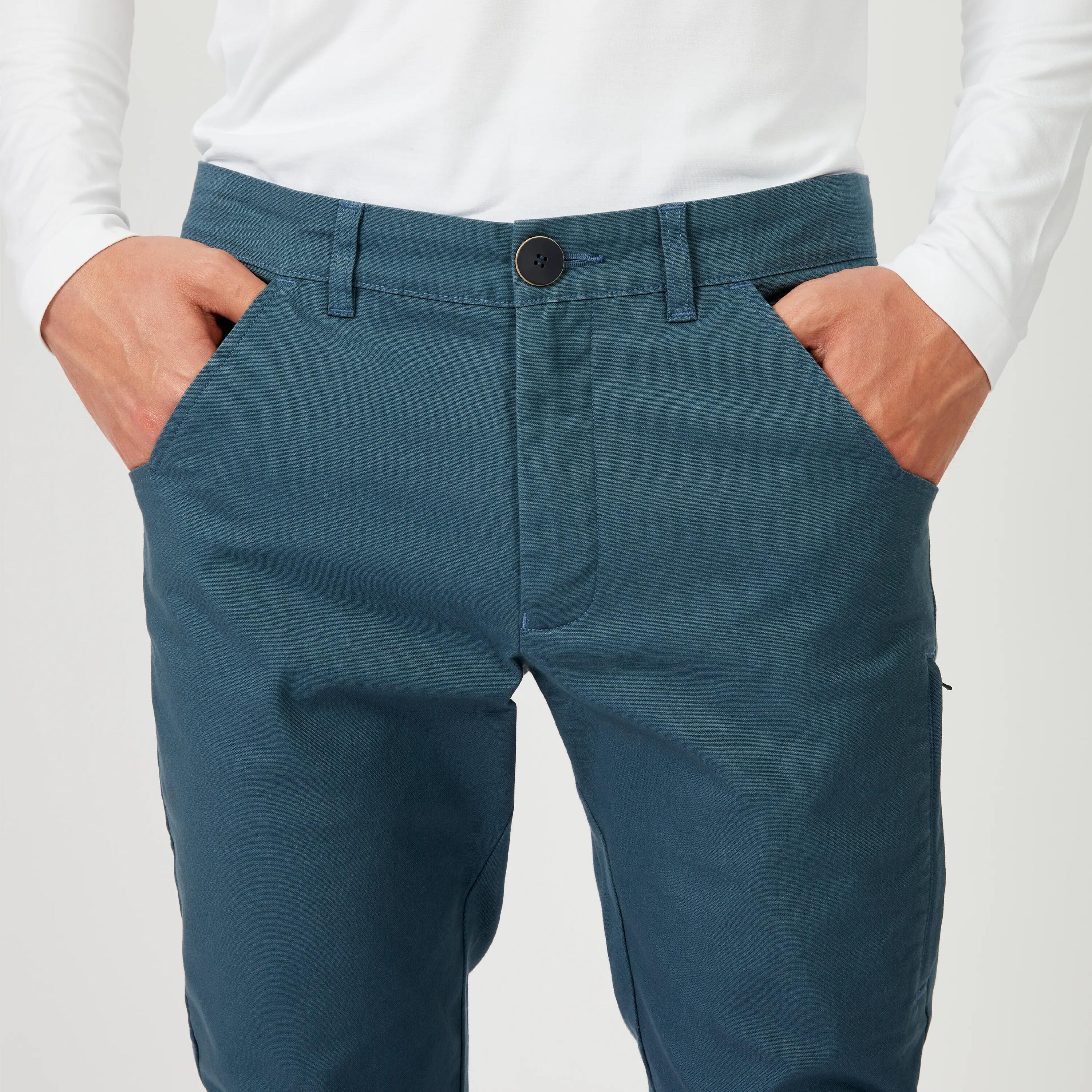 Men’s Cotton Sailing Trousers 100 Grey 6/8