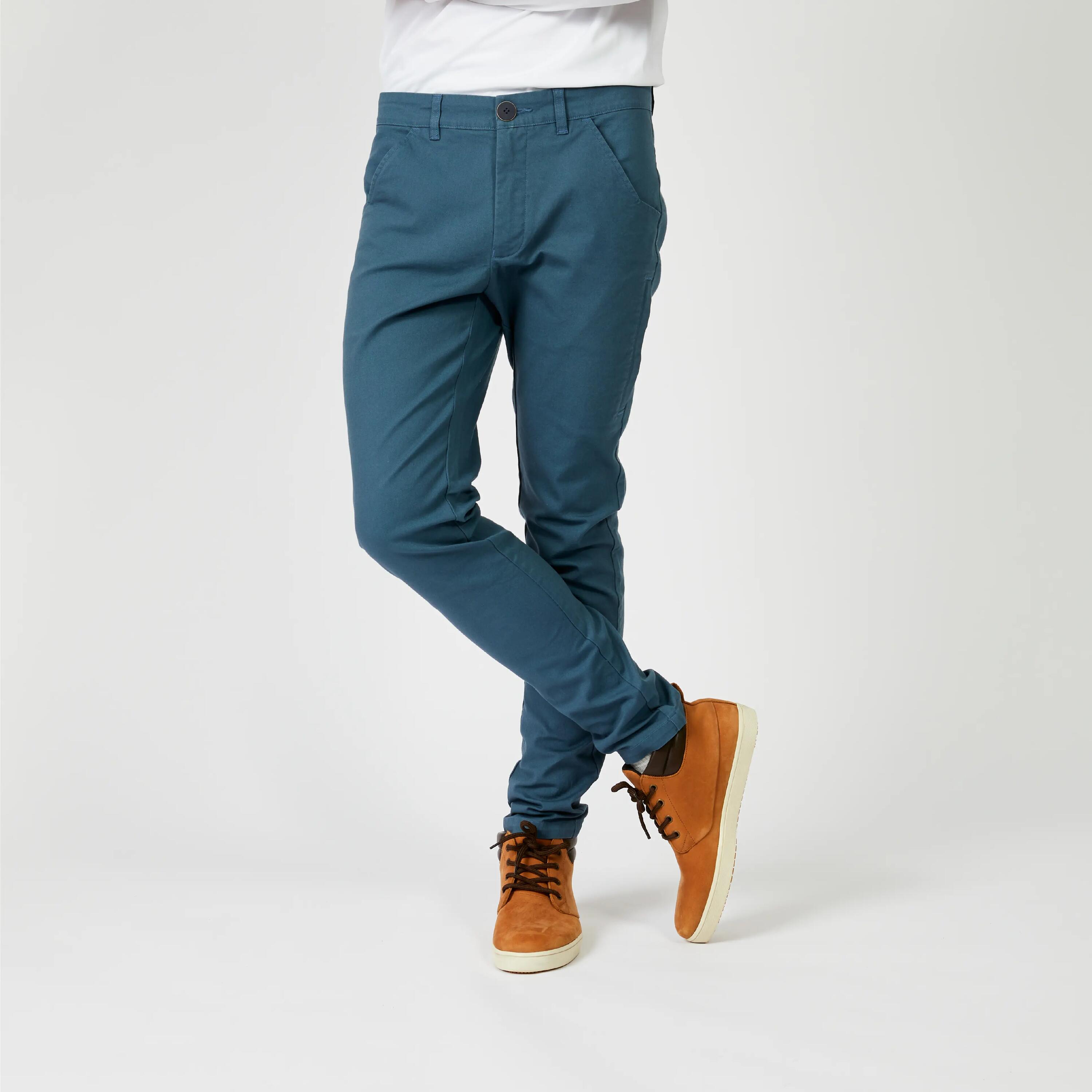 Men’s Cotton Sailing Trousers 100 Grey 3/8