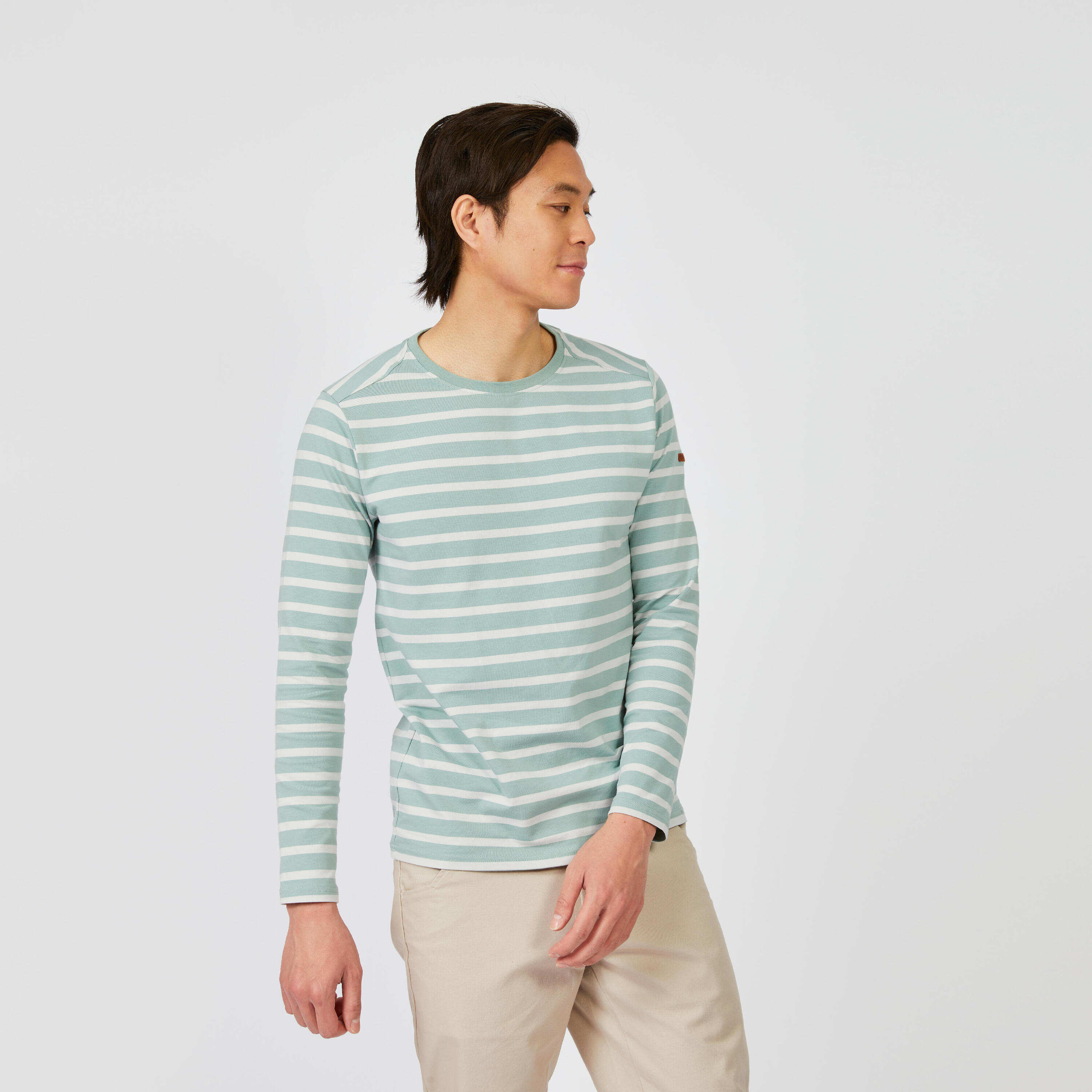 Men's Long-sleeved Sailor T-Shirt Sailing 100 - Light Green 1/9