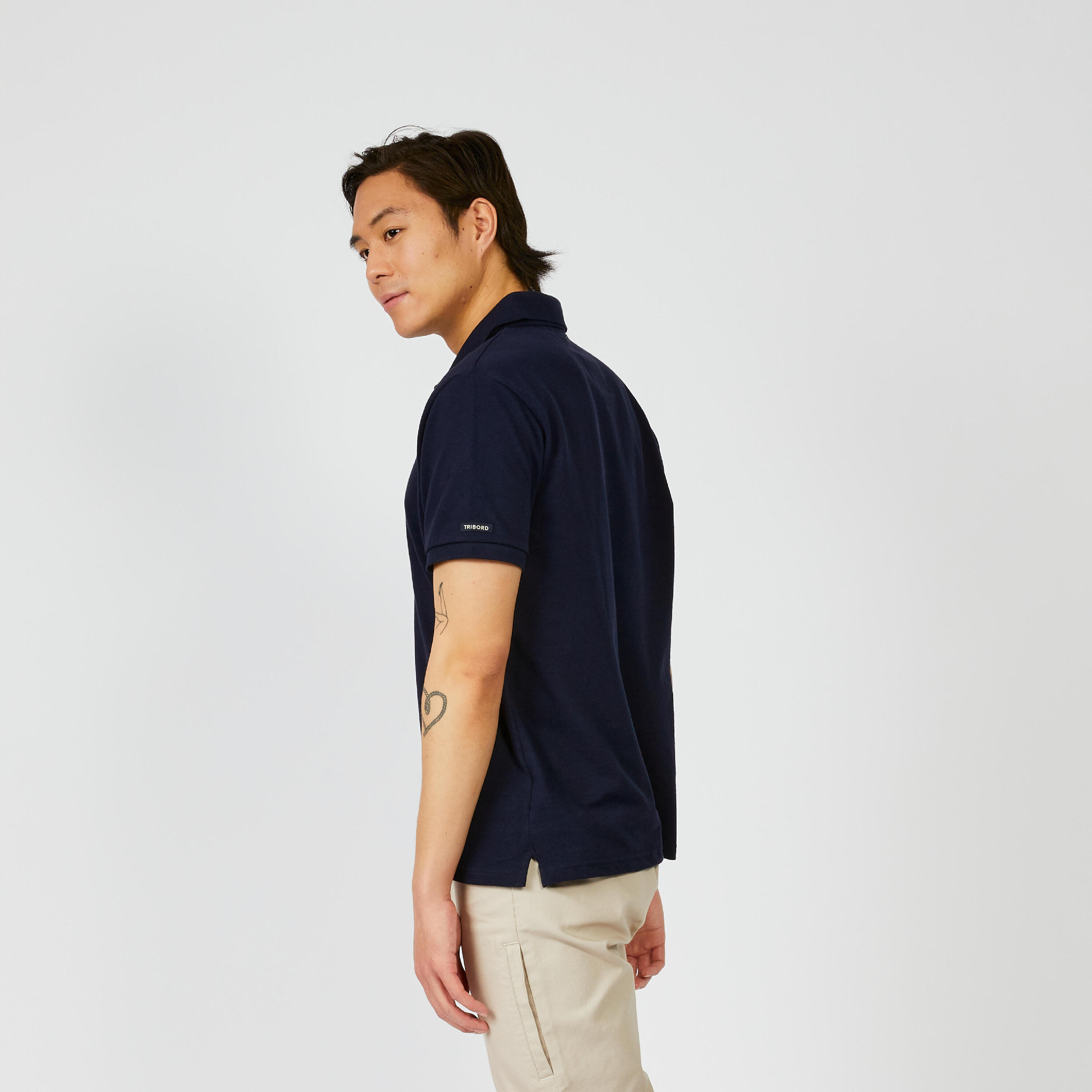 Short-sleeved Men’s Sailor Polo Shirt Sailing 100 - Navy Blue 4/9