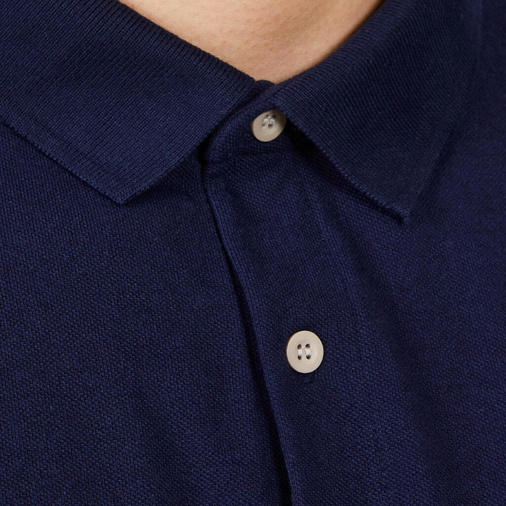 Polo marin homme manche courte Sailing 100 Blanc manche grise