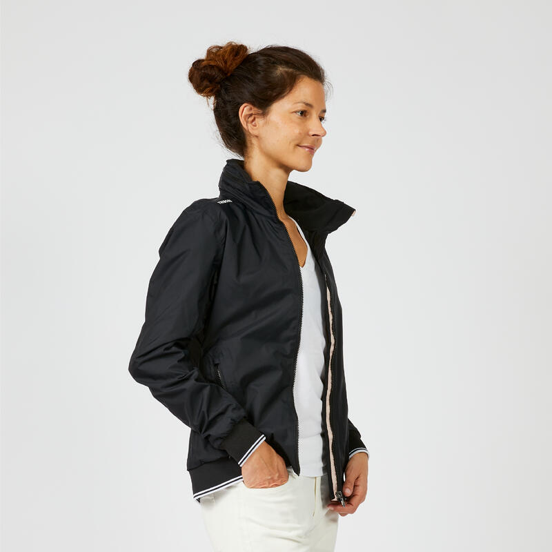 Blouson coupe vent imperméable de voile - veste de pluie Sailing 100 Femme noir