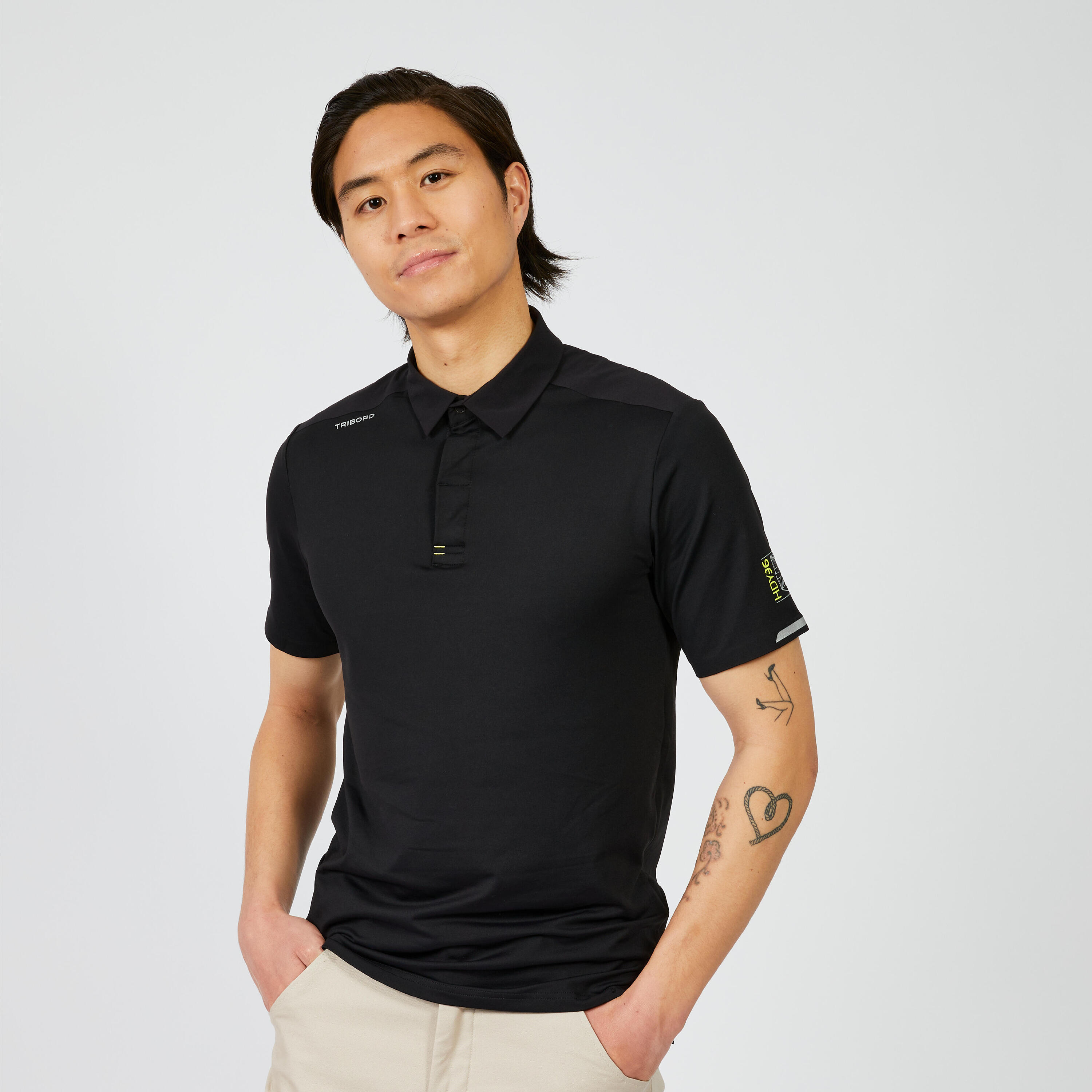 Polo de vela Mangas Curtas Race 500 Homem Preto 3/9