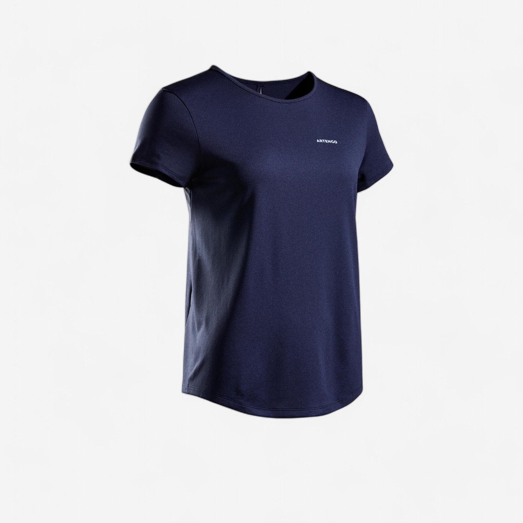 Artengo - T-shirt Tennis Col Rond Dry Femme - Essentiel 100 Club Marine - T-shirt Manches Courtes - Tennis - Bleu - 46l/xl - Decathlon