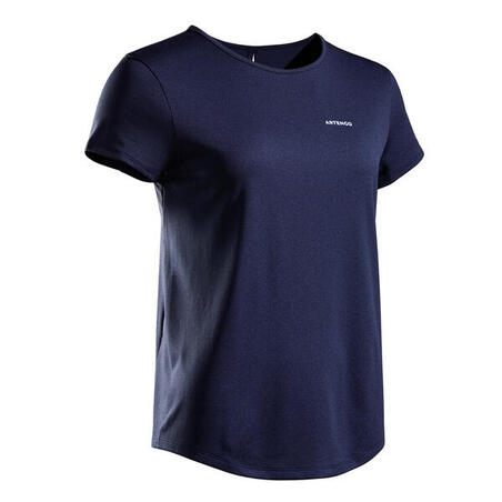 T-shirt för tennis rund krage Dry Essential 100 Club dam marinblå 
