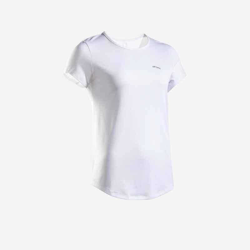 Women's Tennis Quick-Dry Crew Neck T-Shirt Essential 100 Club - White