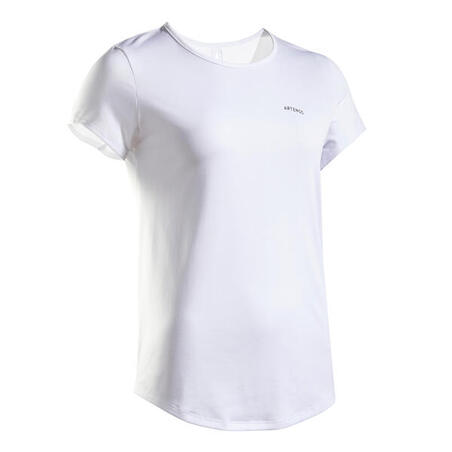 T-shirt för tennis rund krage Dry Essential 100 Club dam vit 