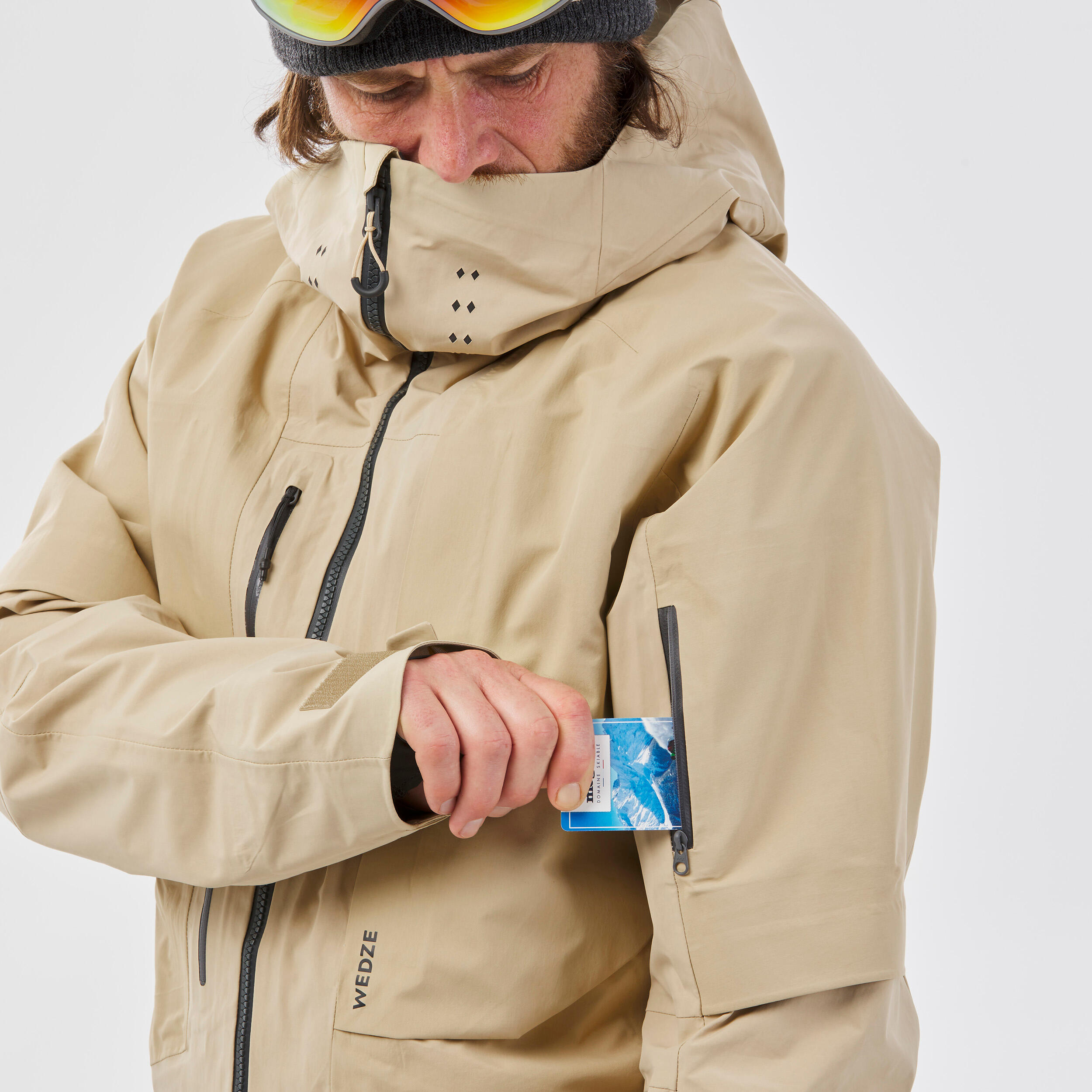 Men's waterproof and breathable ski jacket, FR 900 beige