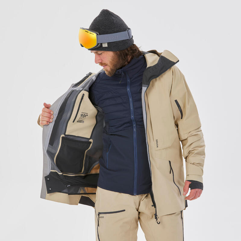 Veste de ski imperméable et respirante homme, FR 900 beige