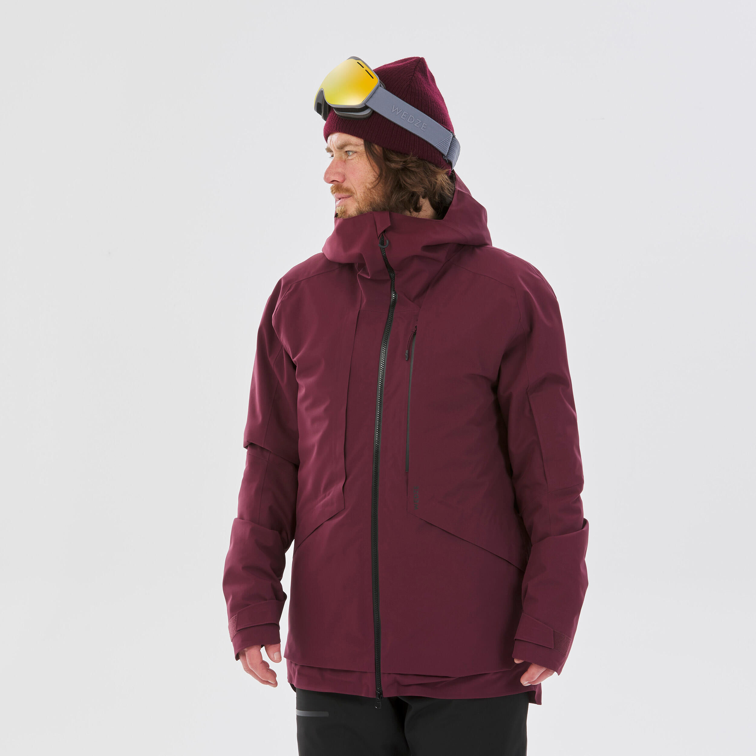 WEDZE MEN’S SKI JACKET - FR100 - BURGUNDY