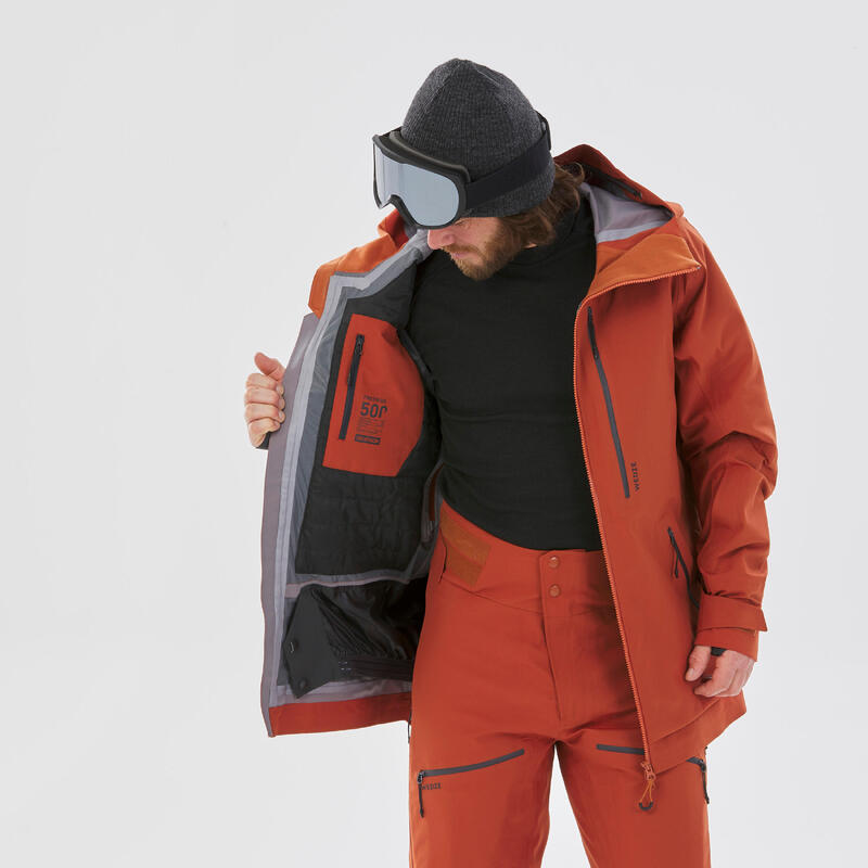 Ski-jas voor heren FR500 terracottarood