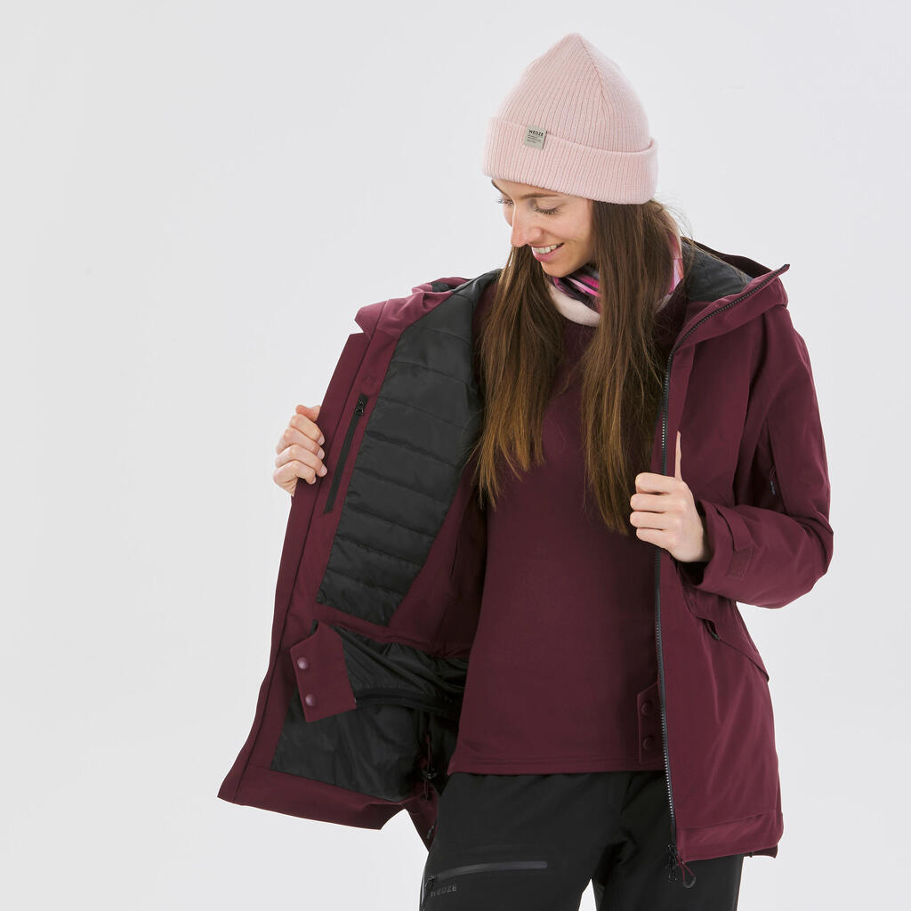 WOMEN’S SKI JACKET FR100 – BURGUNDY