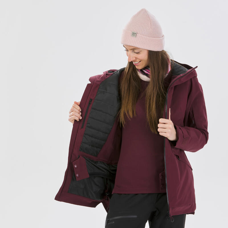 VESTE SKI FEMME FR100 - BORDEAUX