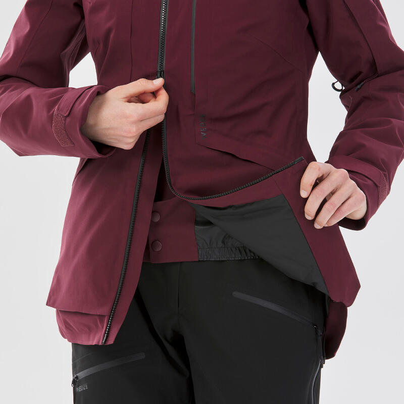 Veste de ski polyvalente et chaude femme, FR 100 bordeaux