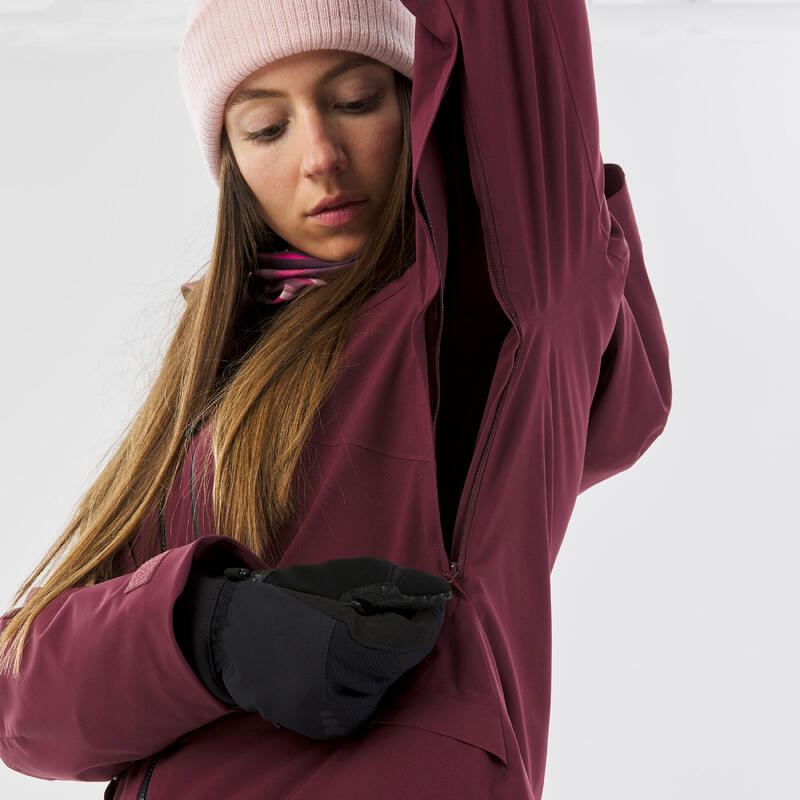 Veste de ski polyvalente et chaude femme, FR 100 bordeaux