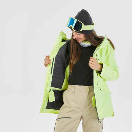 WOMEN’S SKI JACKET FR100 – NEON YELLOW