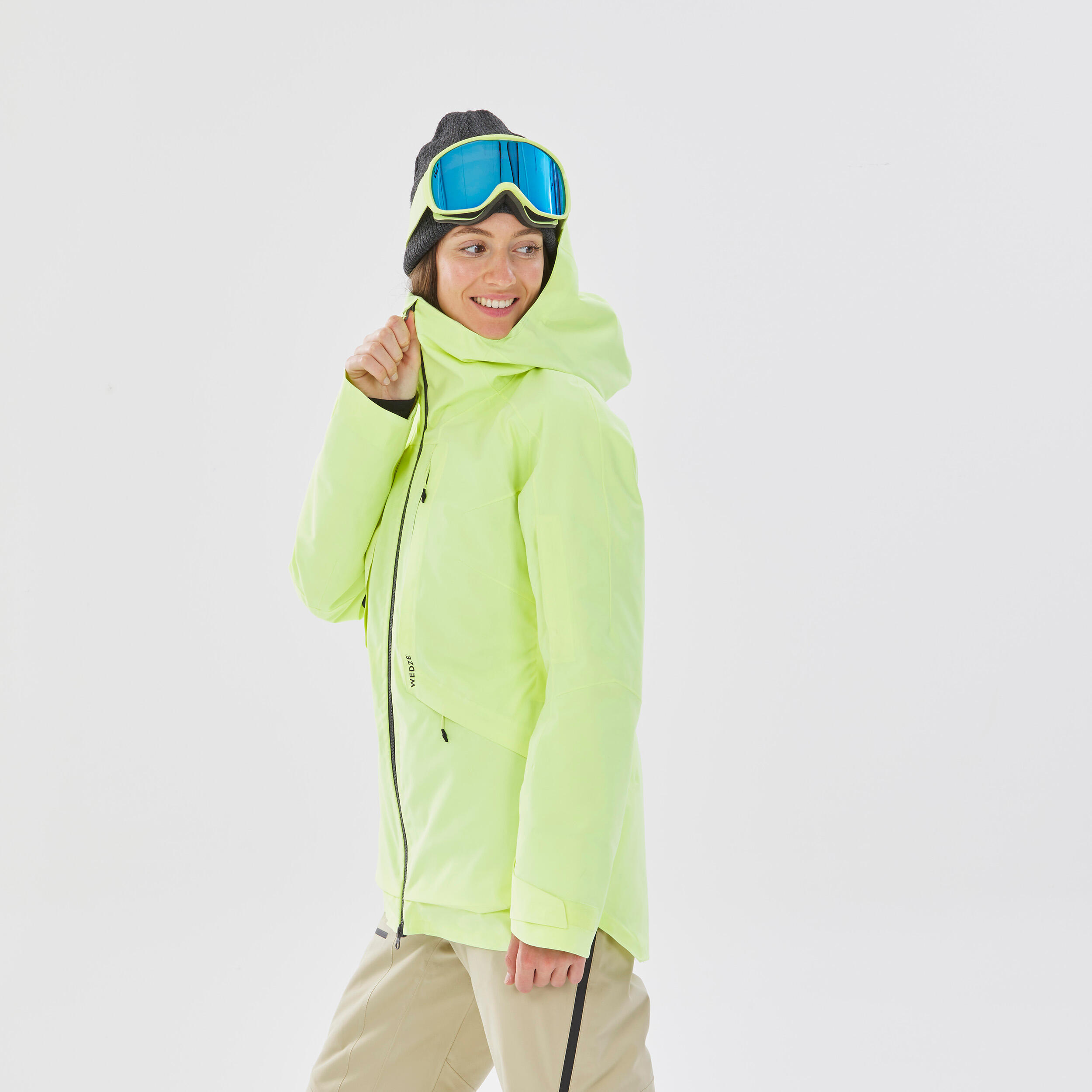 WOMEN’S SKI JACKET FR100 – NEON YELLOW 5/16