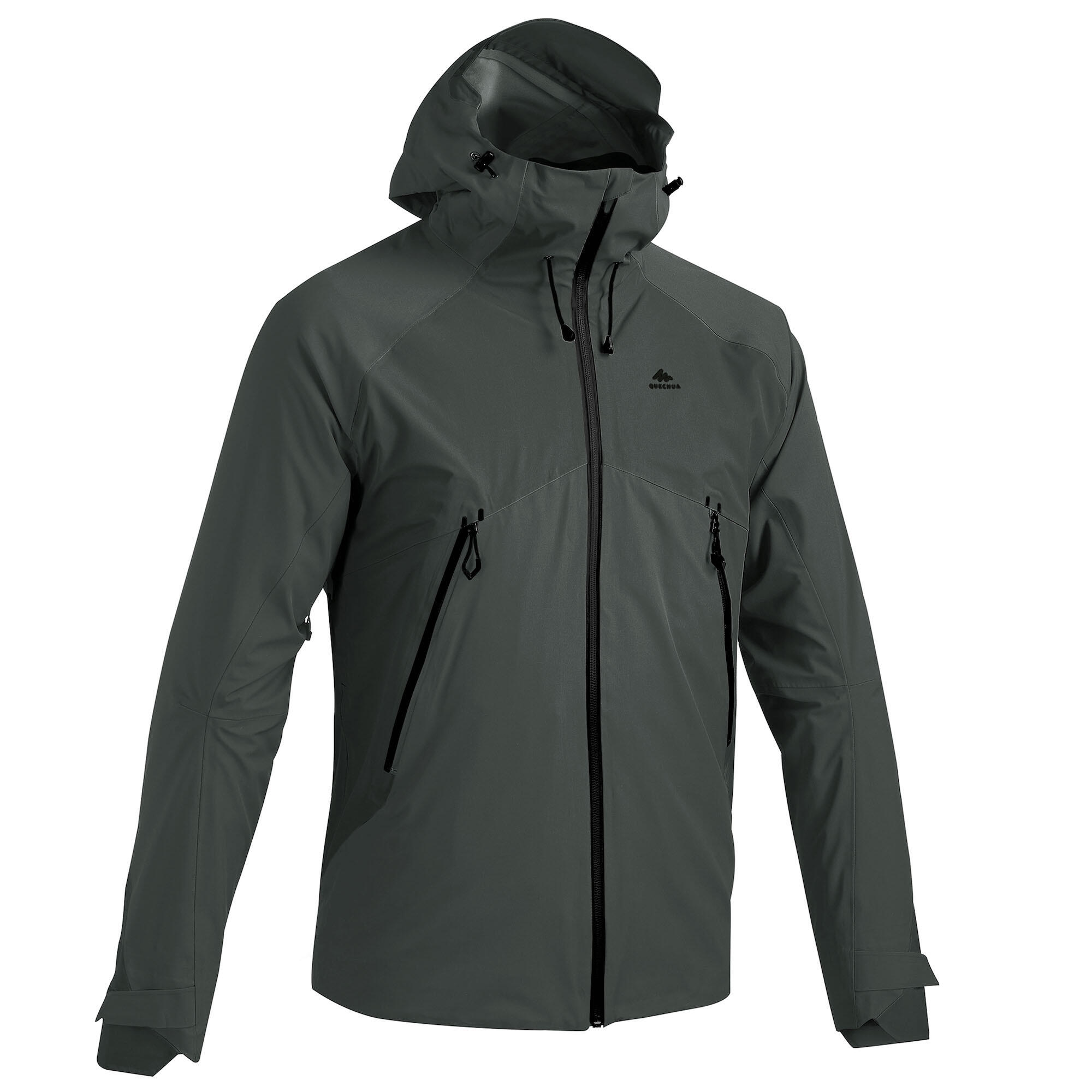 Men’s Waterproof Hiking Jacket - MH 500 Khaki - DARK GREY GREEN ...