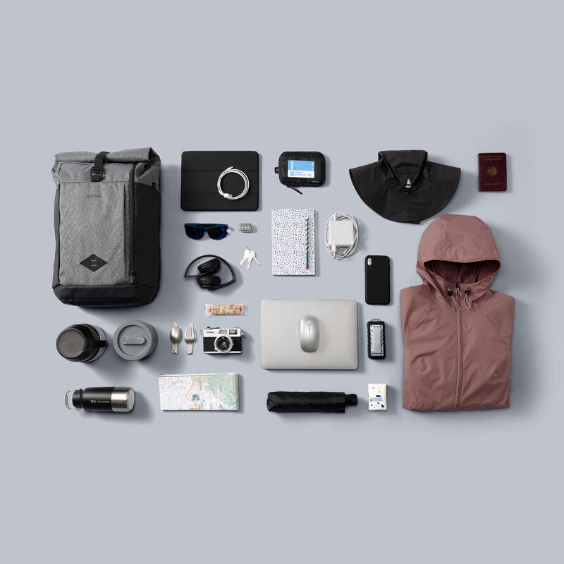 Mochila de caminhada 23L, NH500 Escape Rolltop cinzento