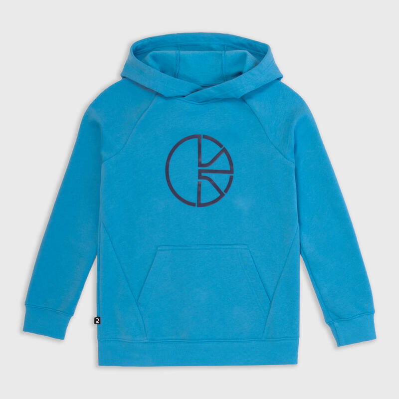 Kinder Sweatshirt mit Kapuze Hoodie Basketball - H100 hellblau