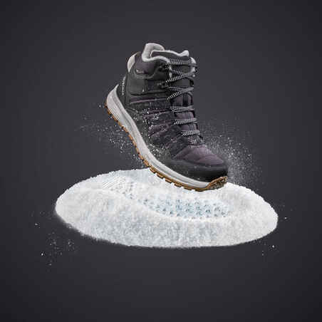Women’s warm waterproof snow hiking boots NH500 Mid - Black