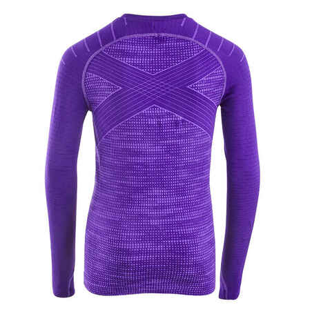 Kids' Long-Sleeved Thermal Base Layer Top Keepdry 500 - Purple