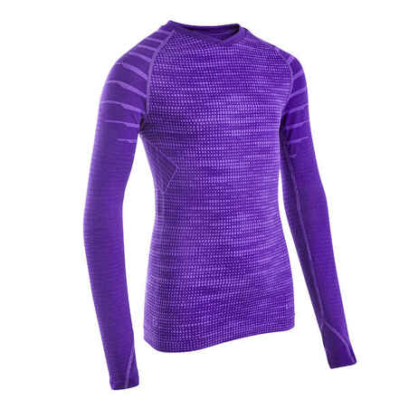 Kids' Long-Sleeved Thermal Base Layer Top Keepdry 500 - Purple