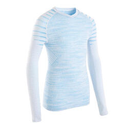 Camiseta térmica de fútbol manga larga niño kipsta keepdry 500 gris