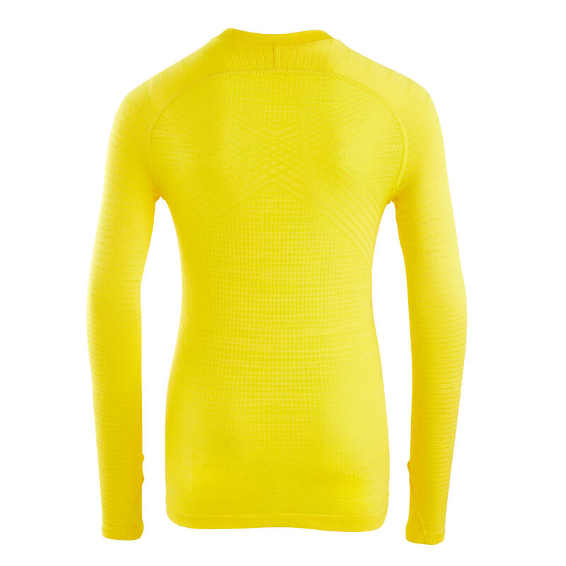 Kids' Long-Sleeved Thermal Base Layer Top Keepdry 500 - Yellow