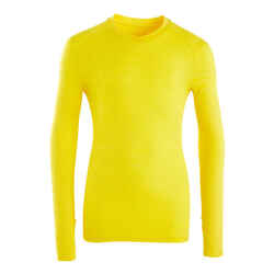 Kids' Long-Sleeved Thermal Base Layer Top Keepdry 500 - Yellow