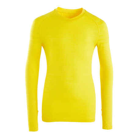 Kids' Long-Sleeved Thermal Base Layer Top Keepdry 500 - Yellow