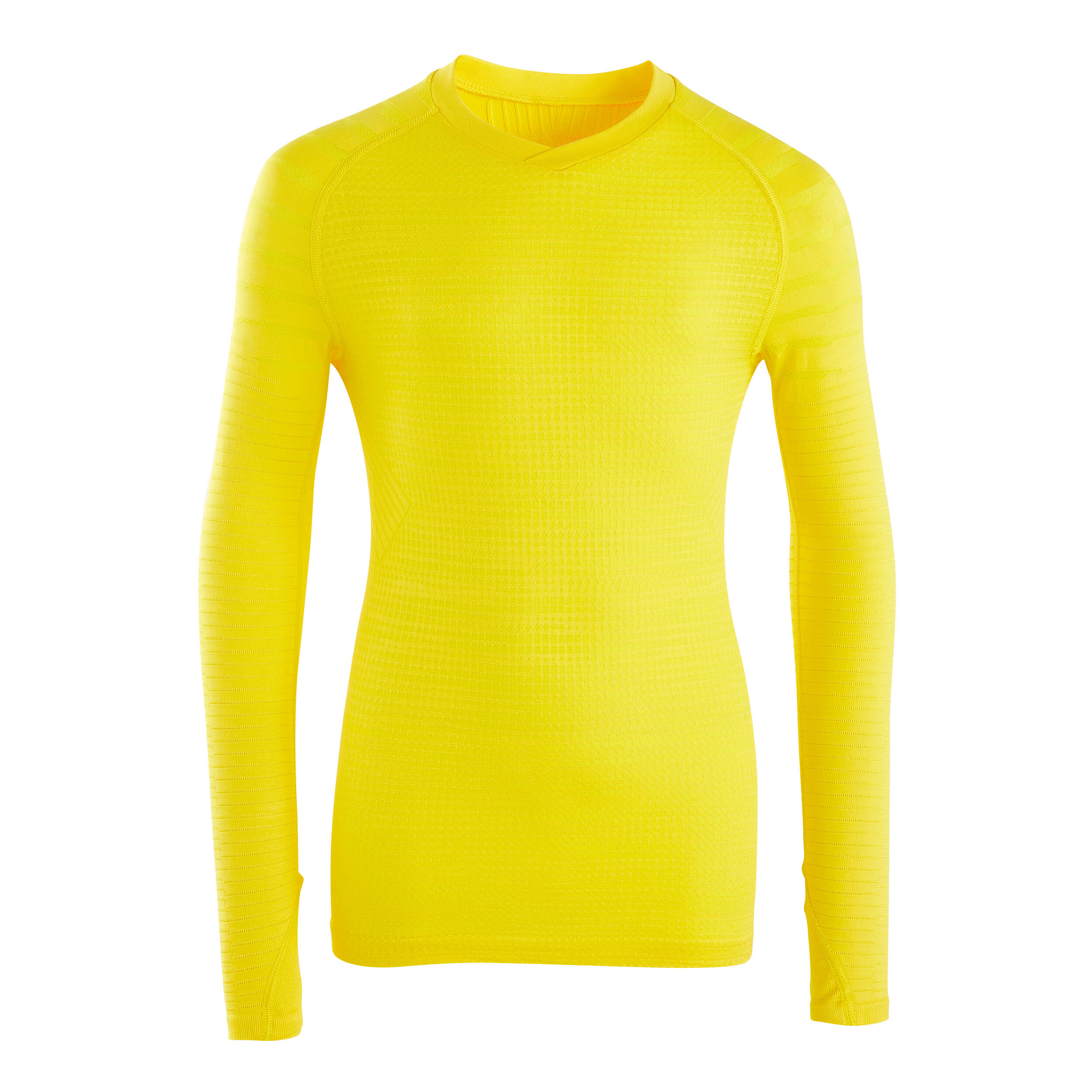 Kids' Long-Sleeved Thermal Base Layer Top Keepdry 500 - Yellow 2/9